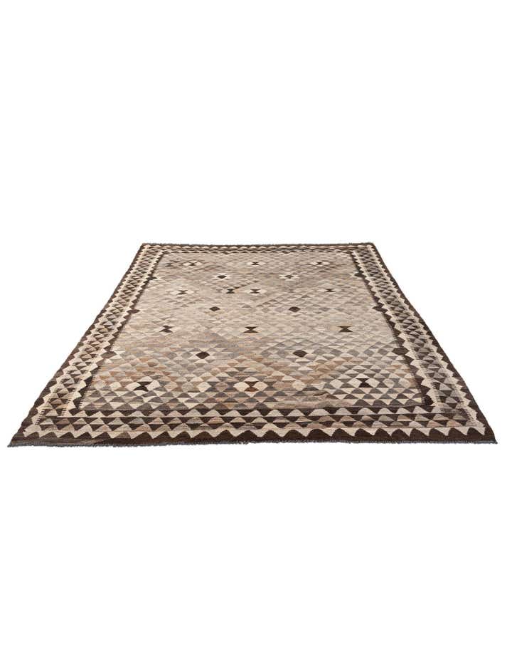 6' 9 x 9' 6 Hand Woven Kilim Maymana Wool Rug