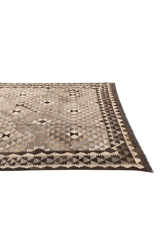 6' 9 x 9' 6 Hand Woven Kilim Maymana Wool Rug