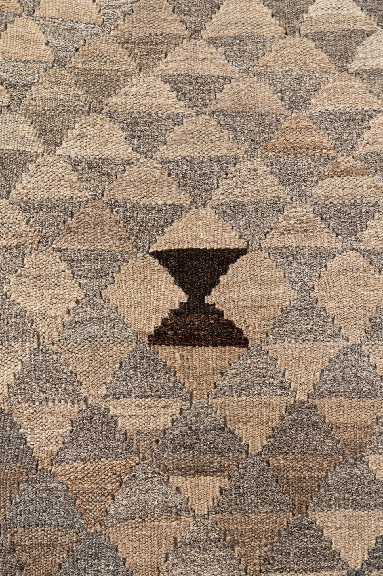 6' 9 x 9' 6 Hand Woven Kilim Maymana Wool Rug