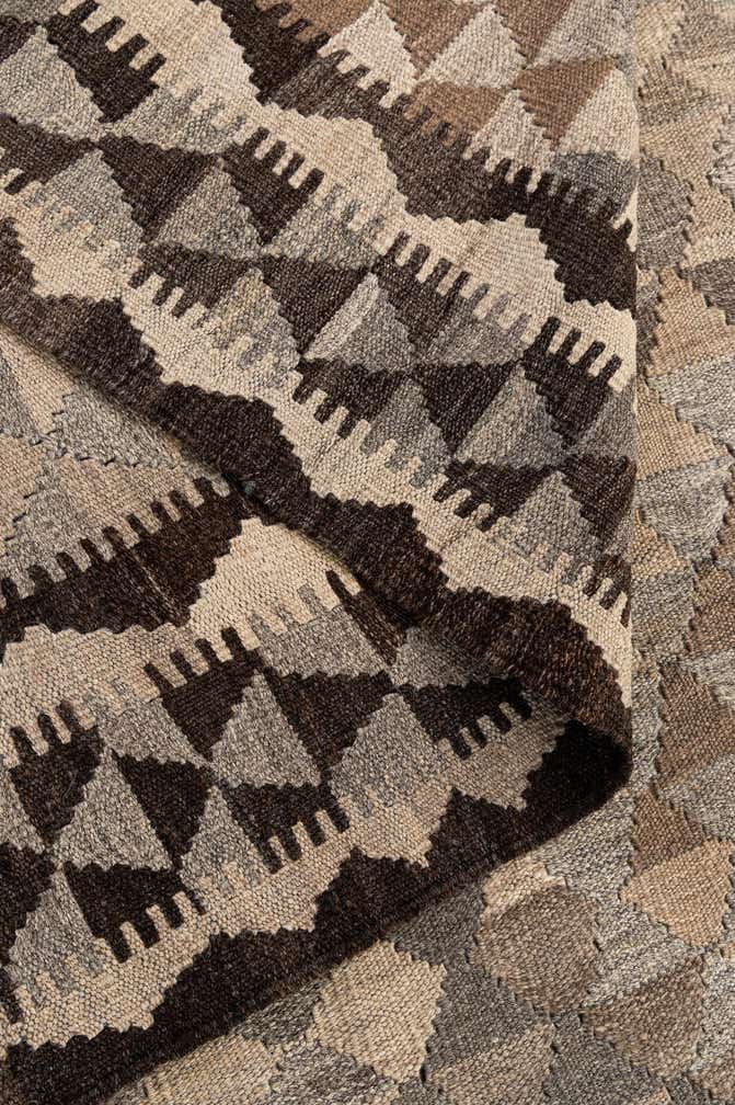 6' 9 x 9' 6 Hand Woven Kilim Maymana Wool Rug