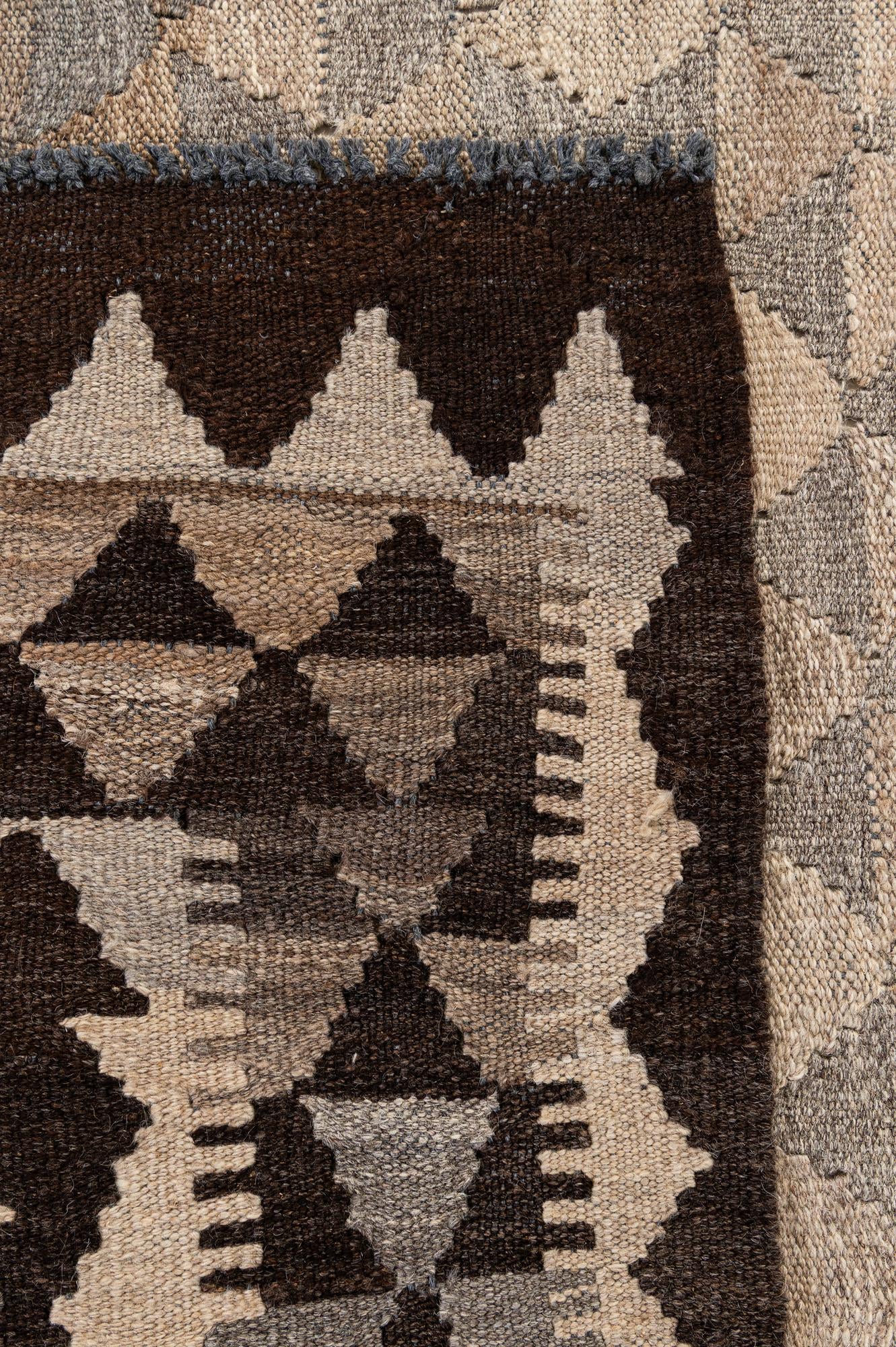 6' 9 x 9' 6 Hand Woven Kilim Maymana Wool Rug