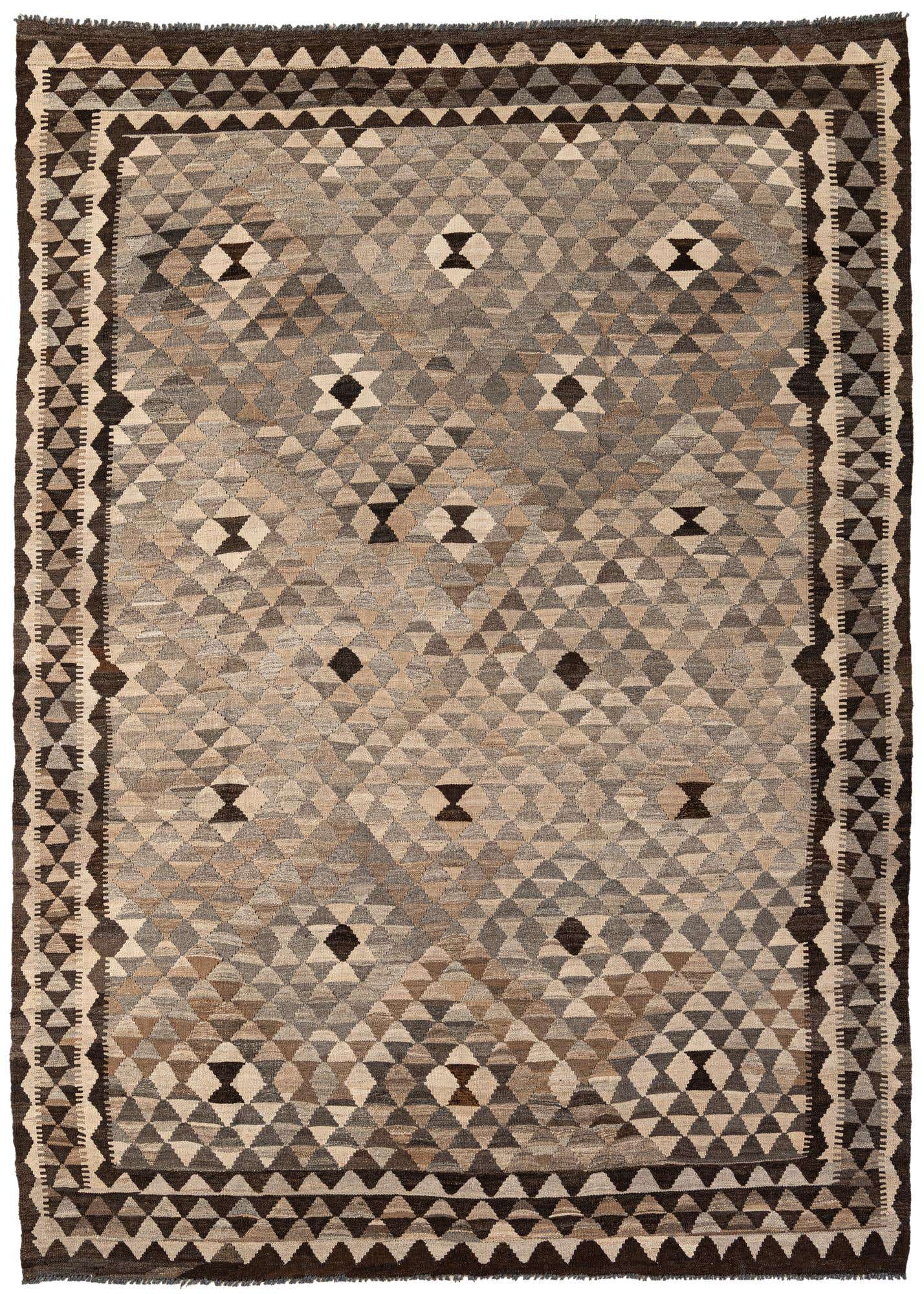6' 9 x 9' 6 Hand Woven Kilim Maymana Wool Rug