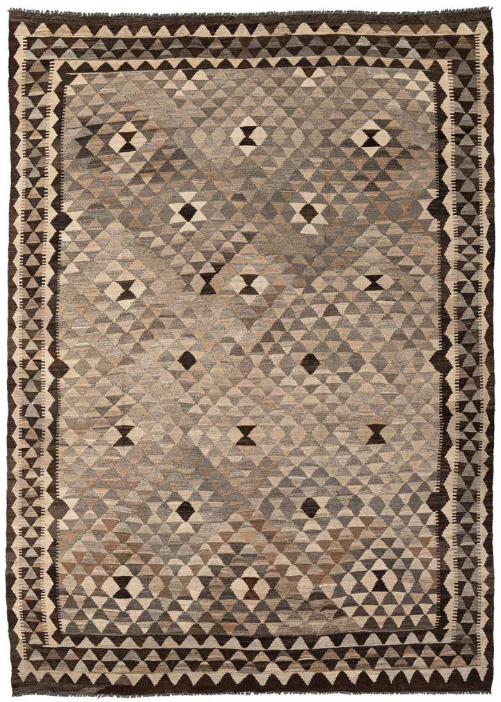 6' 9 x 9' 6 Hand Woven Kilim Maymana Wool Rug