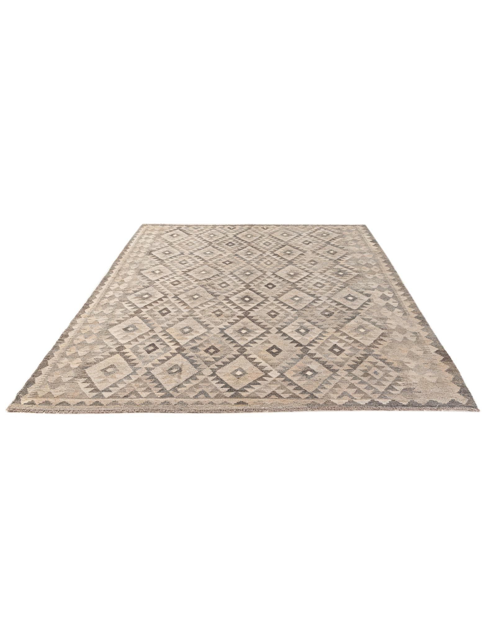 6' 10 x 9' 8 Hand Woven Kilim Maymana Wool Rug