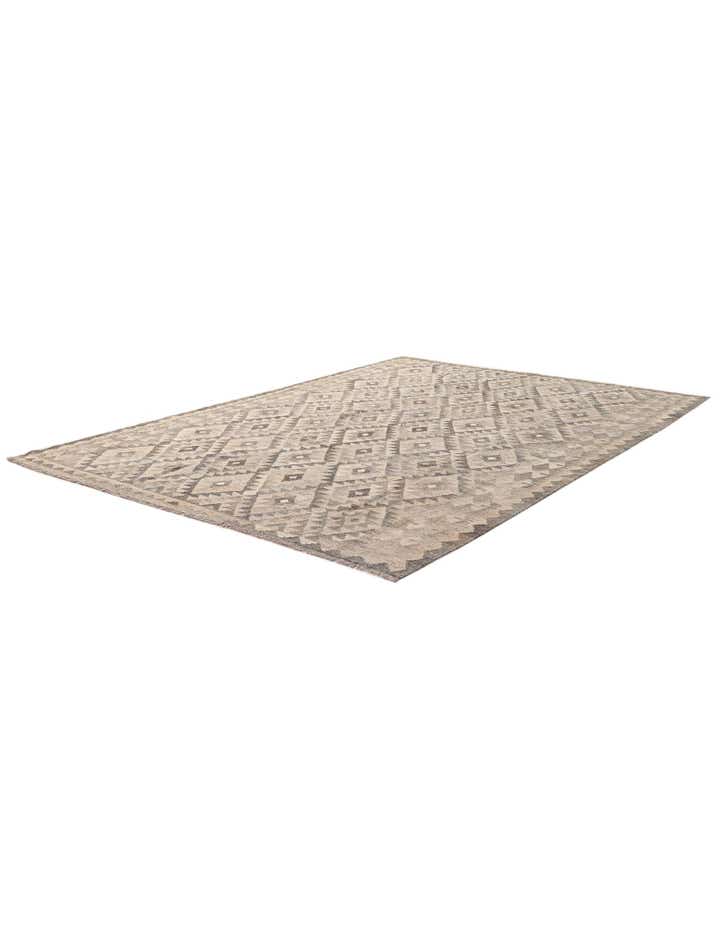 6' 10 x 9' 8 Hand Woven Kilim Maymana Wool Rug