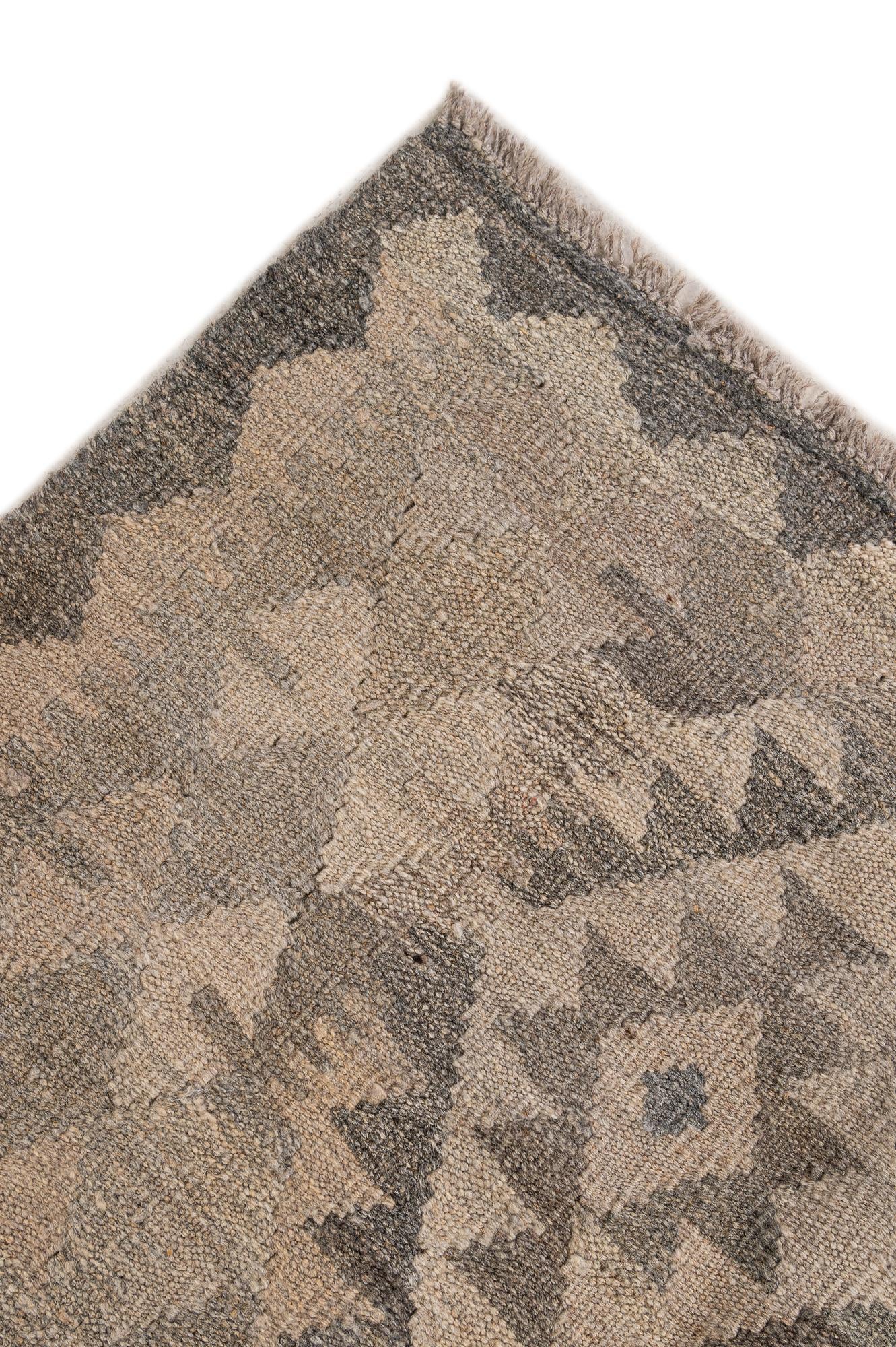 6' 10 x 9' 8 Hand Woven Kilim Maymana Wool Rug