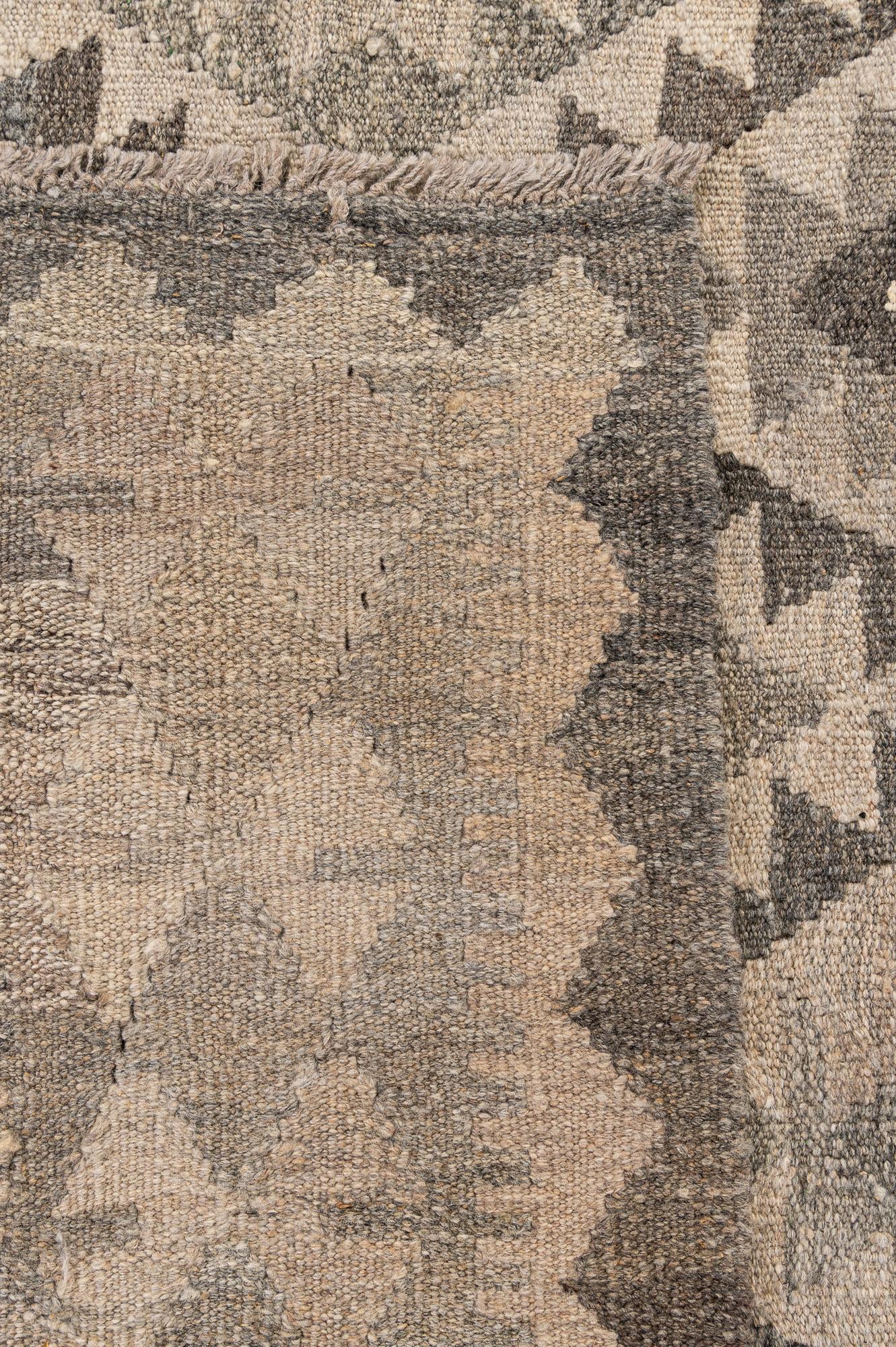 6' 10 x 9' 8 Hand Woven Kilim Maymana Wool Rug