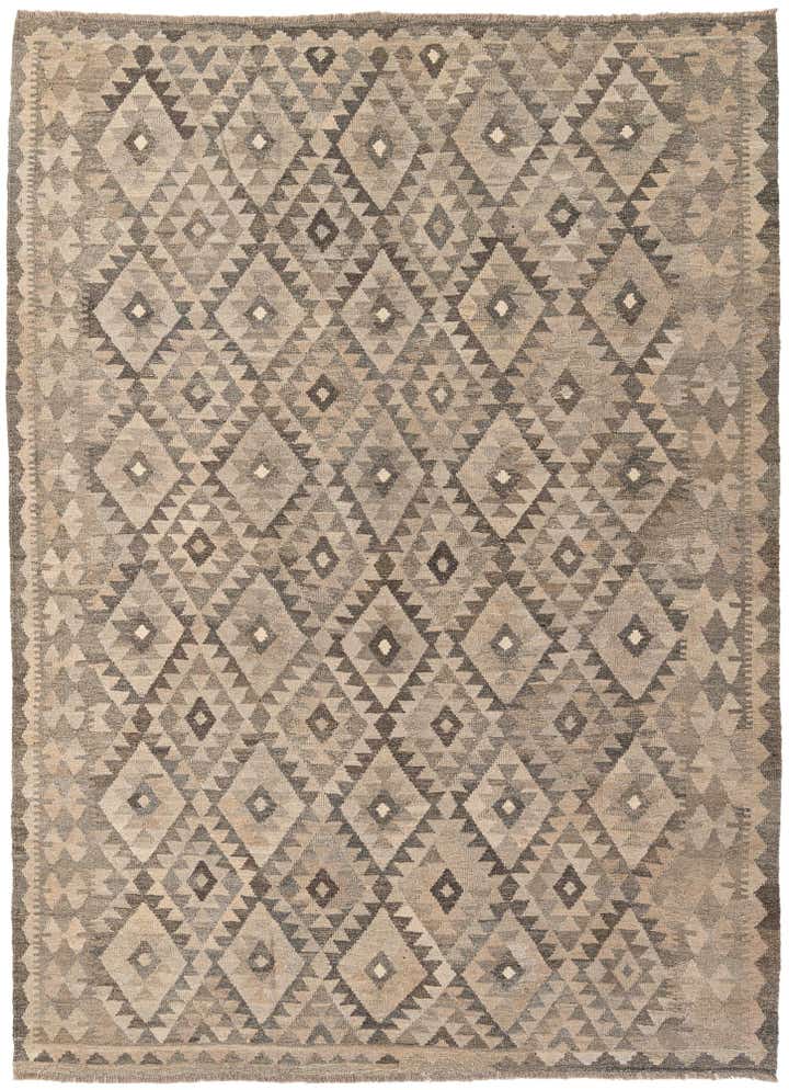 6' 10 x 9' 8 Hand Woven Kilim Maymana Wool Rug