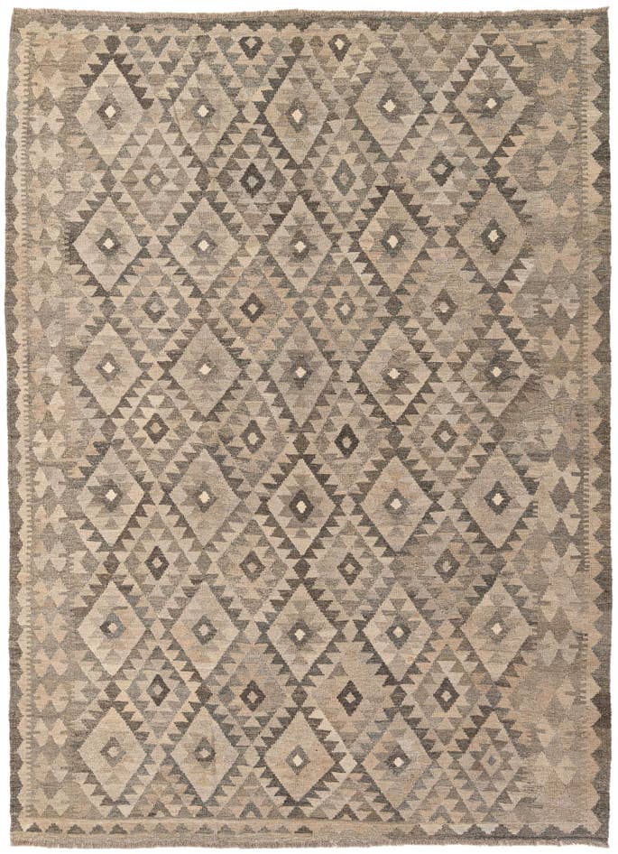 Detail image of 6' 10 x 9' 8 Hand Woven Kilim Maymana Wool Rug