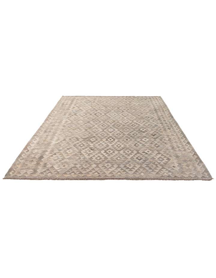 6' 8 x 9' 8 Hand Woven Kilim Maymana Wool Rug