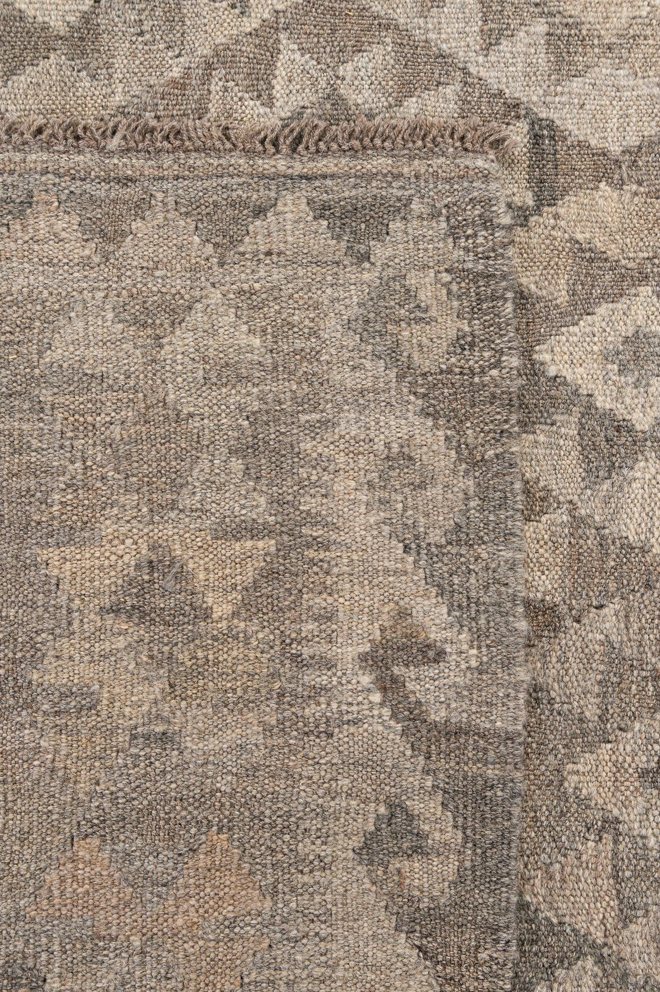 6' 8 x 9' 8 Hand Woven Kilim Maymana Wool Rug