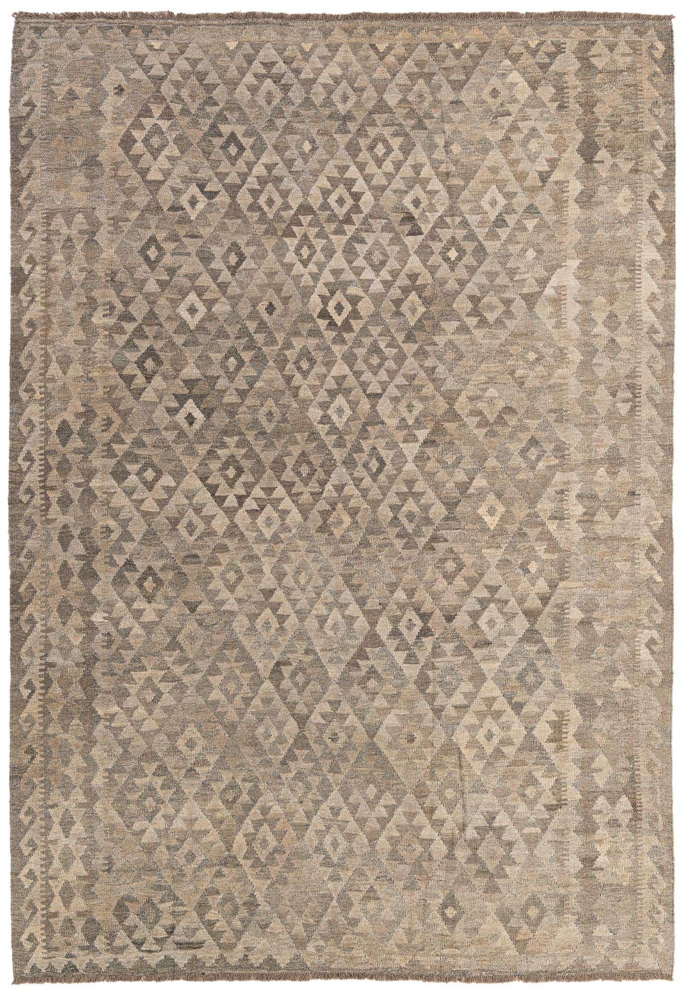 6' 8 x 9' 8 Hand Woven Kilim Maymana Wool Rug