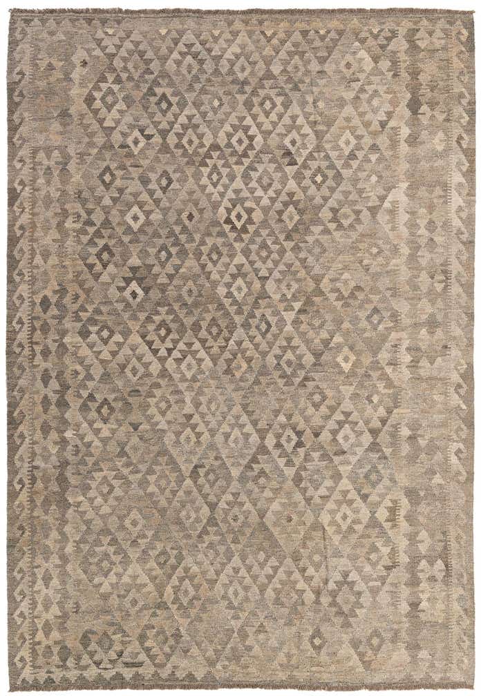 6' 8 x 9' 8 Hand Woven Kilim Maymana Wool Rug
