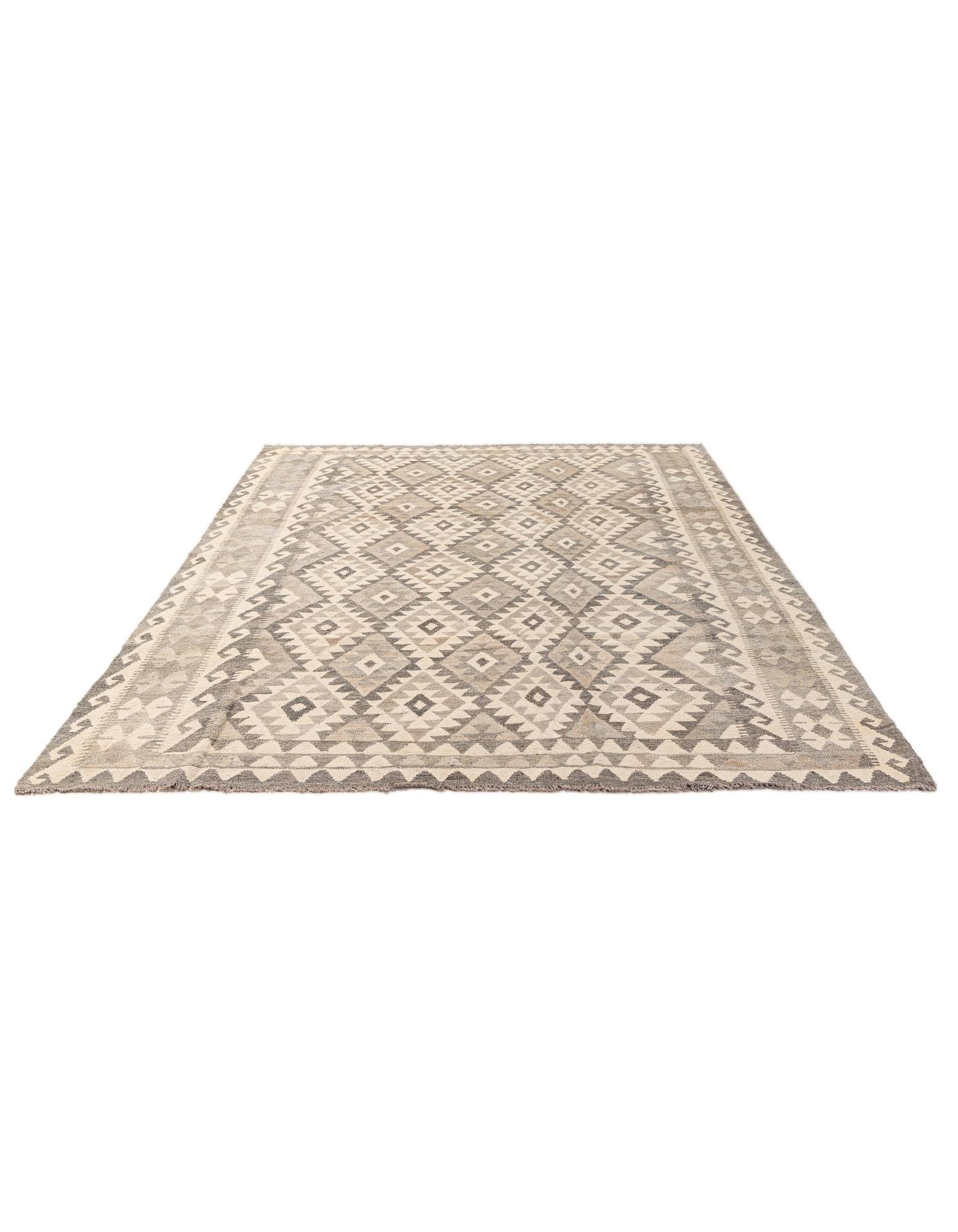 6' 8 x 9' 1 Hand Woven Kilim Maymana Wool Rug