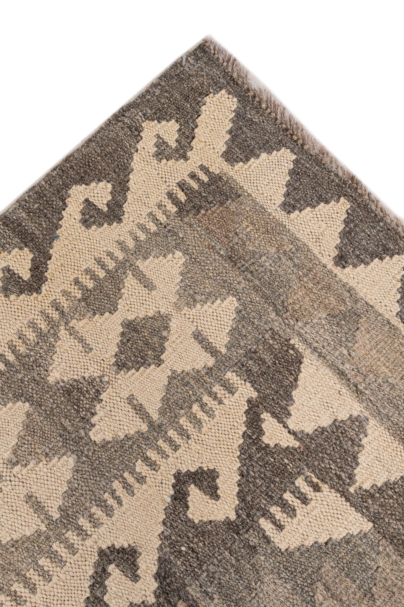 6' 8 x 9' 1 Hand Woven Kilim Maymana Wool Rug