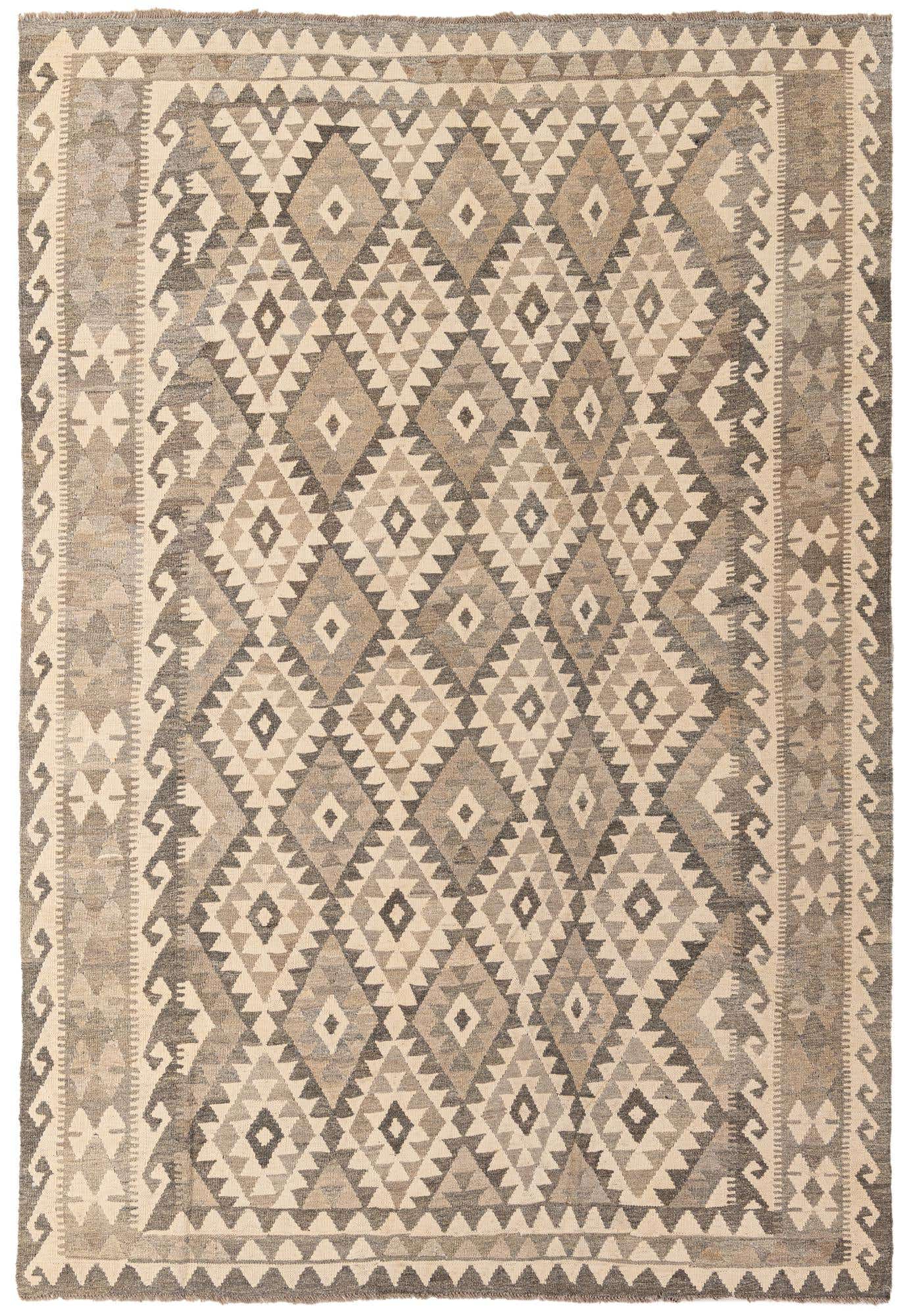 6' 8 x 9' 1 Hand Woven Kilim Maymana Wool Rug