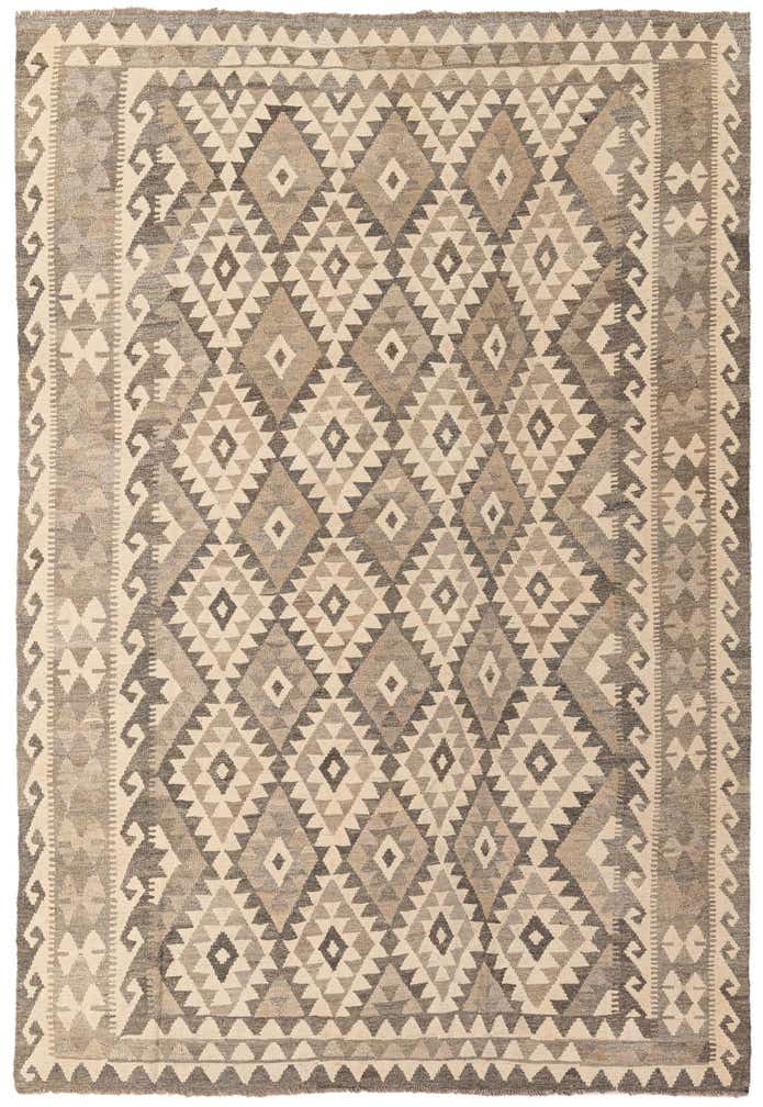6' 8 x 9' 1 Hand Woven Kilim Maymana Wool Rug