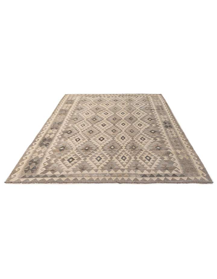 6' 8 x 9' 8 Hand Woven Kilim Maymana Wool Rug