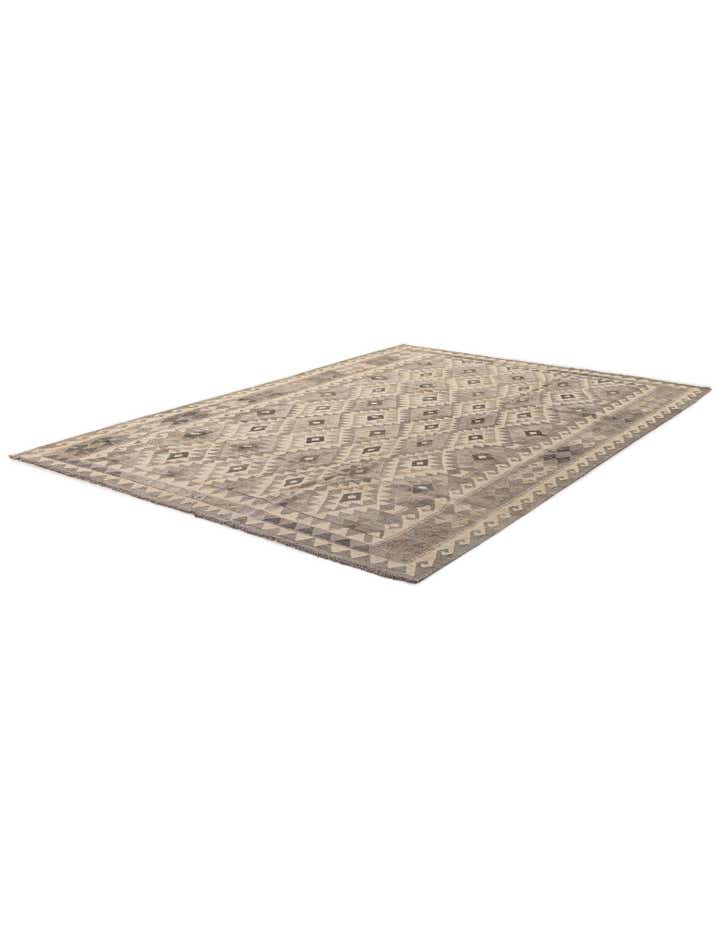 6' 8 x 9' 8 Hand Woven Kilim Maymana Wool Rug