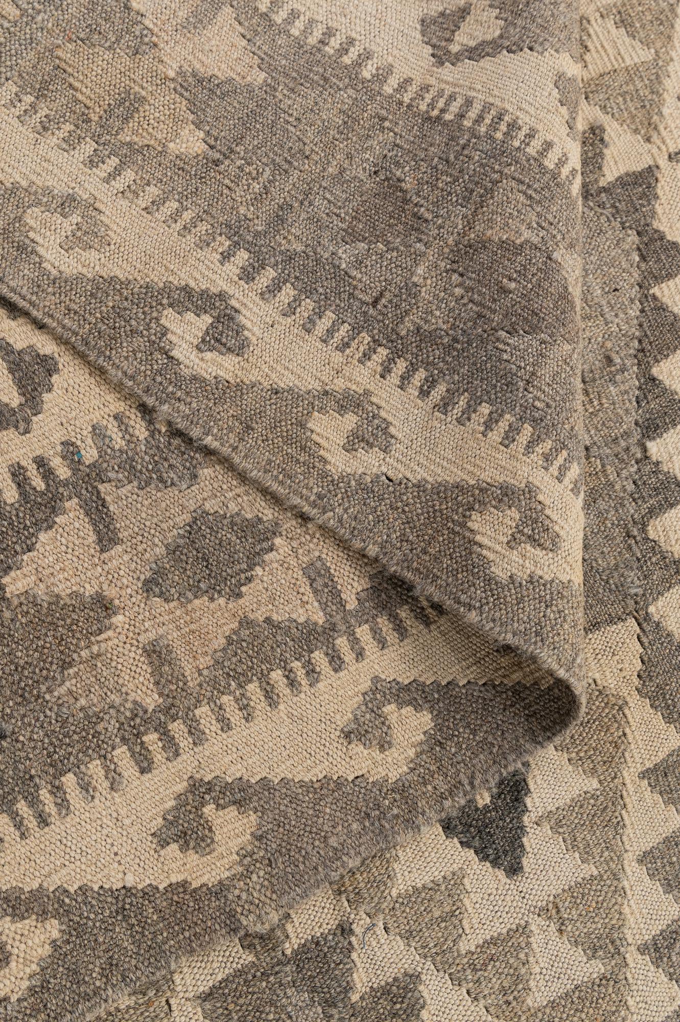6' 8 x 9' 8 Hand Woven Kilim Maymana Wool Rug