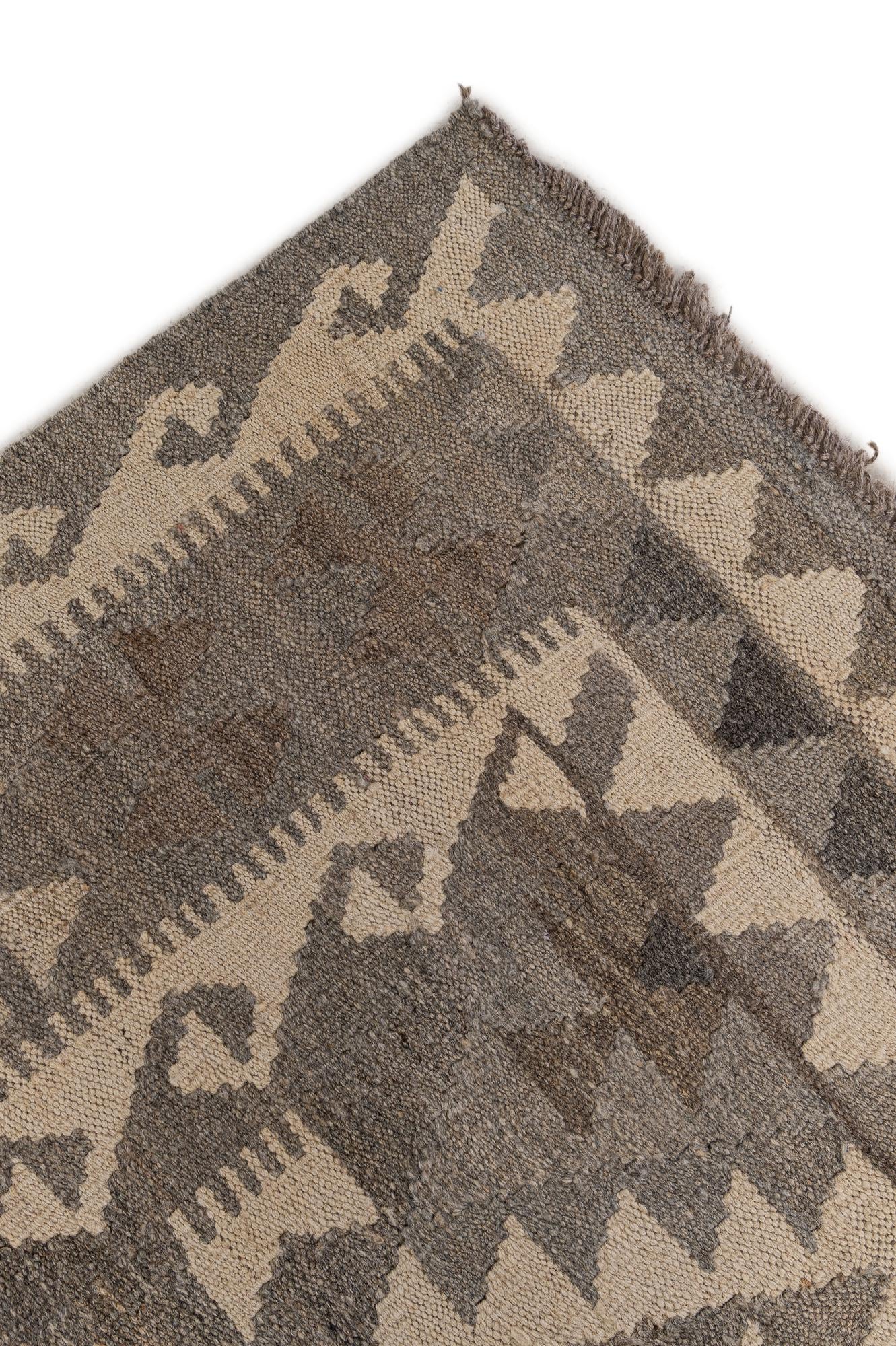 6' 8 x 9' 8 Hand Woven Kilim Maymana Wool Rug