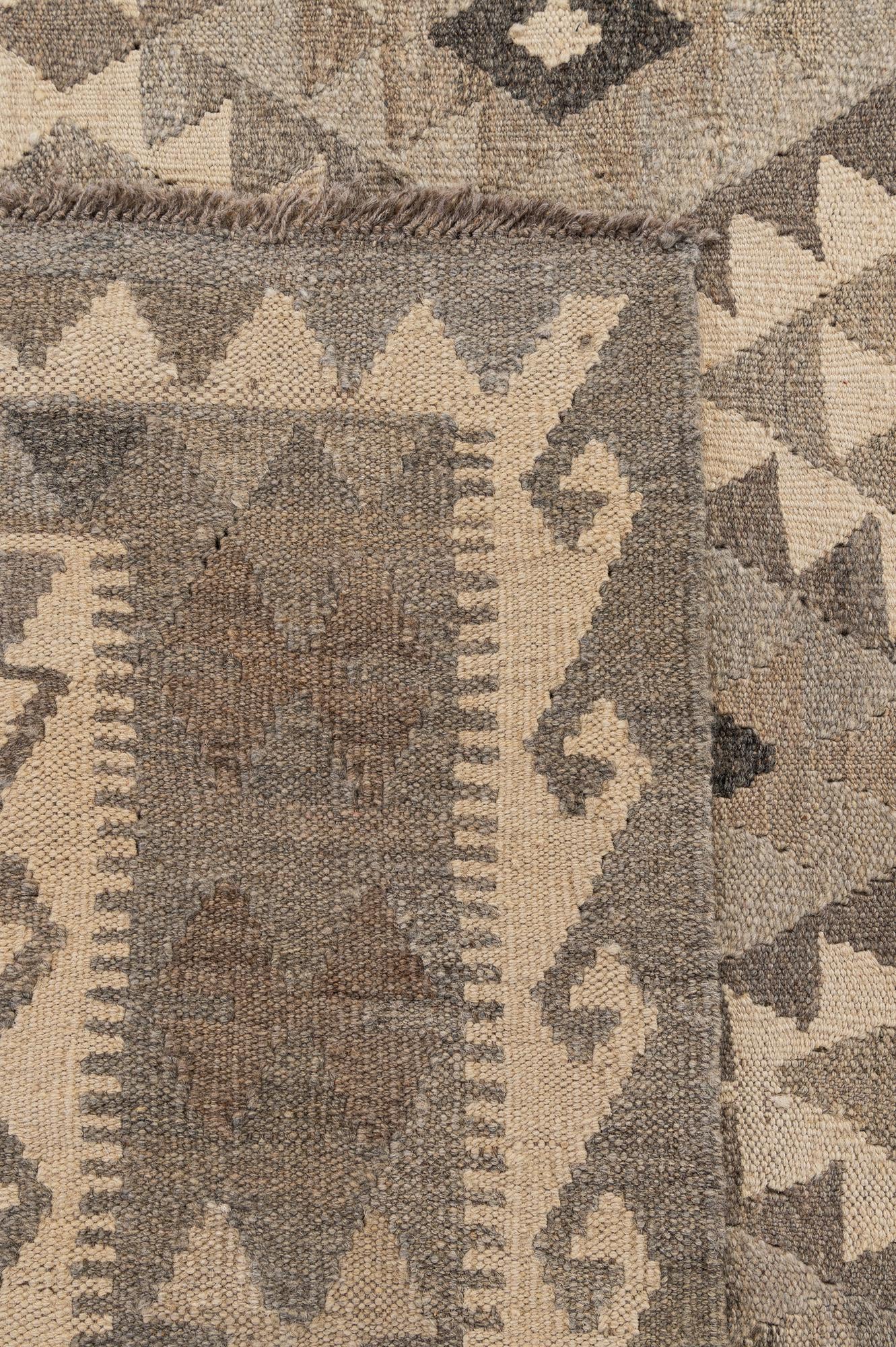 6' 8 x 9' 8 Hand Woven Kilim Maymana Wool Rug