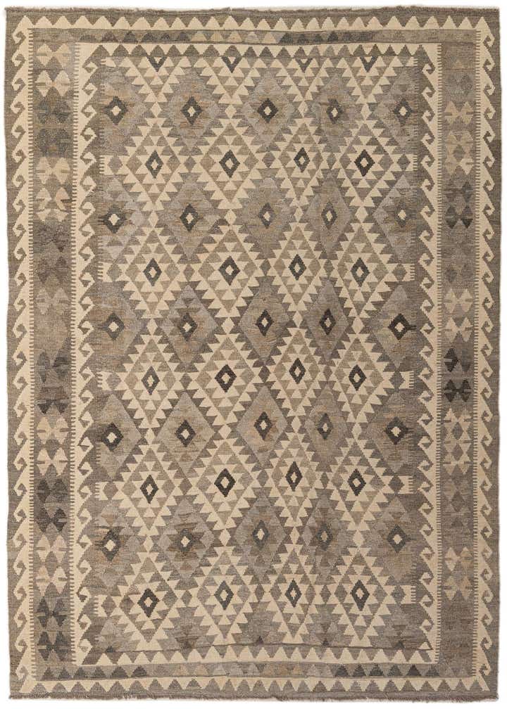 6' 8 x 9' 8 Hand Woven Kilim Maymana Wool Rug