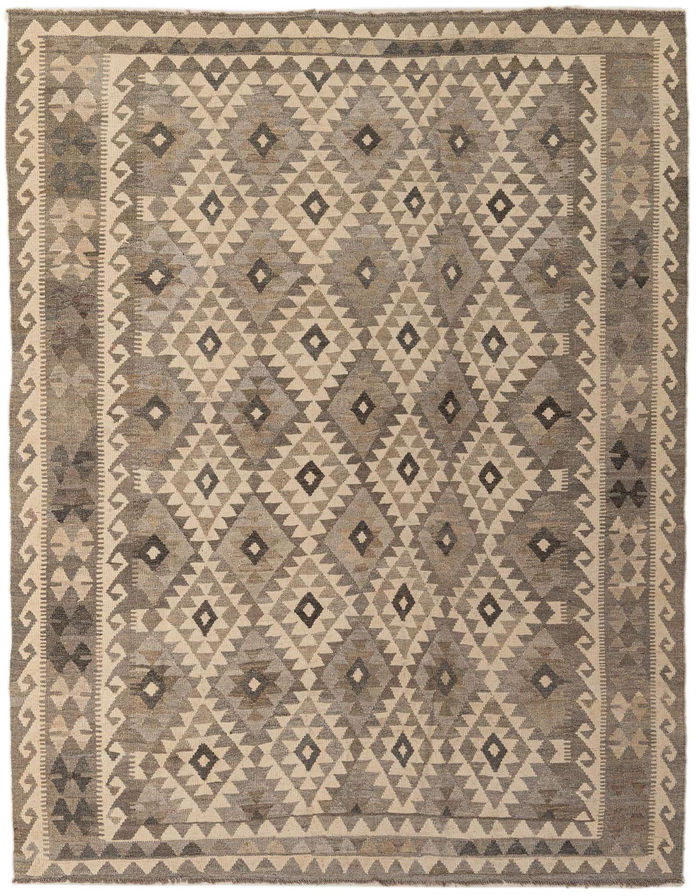 6' 8 x 9' 8 Hand Woven Kilim Maymana Wool Rug