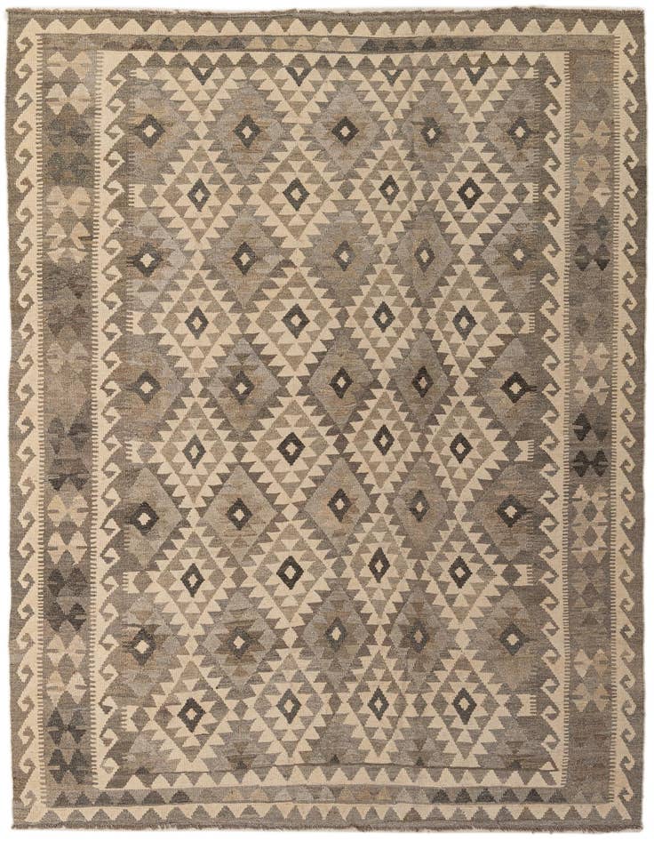 Detail image of 6' 8 x 9' 8 Hand Woven Kilim Maymana Wool Rug