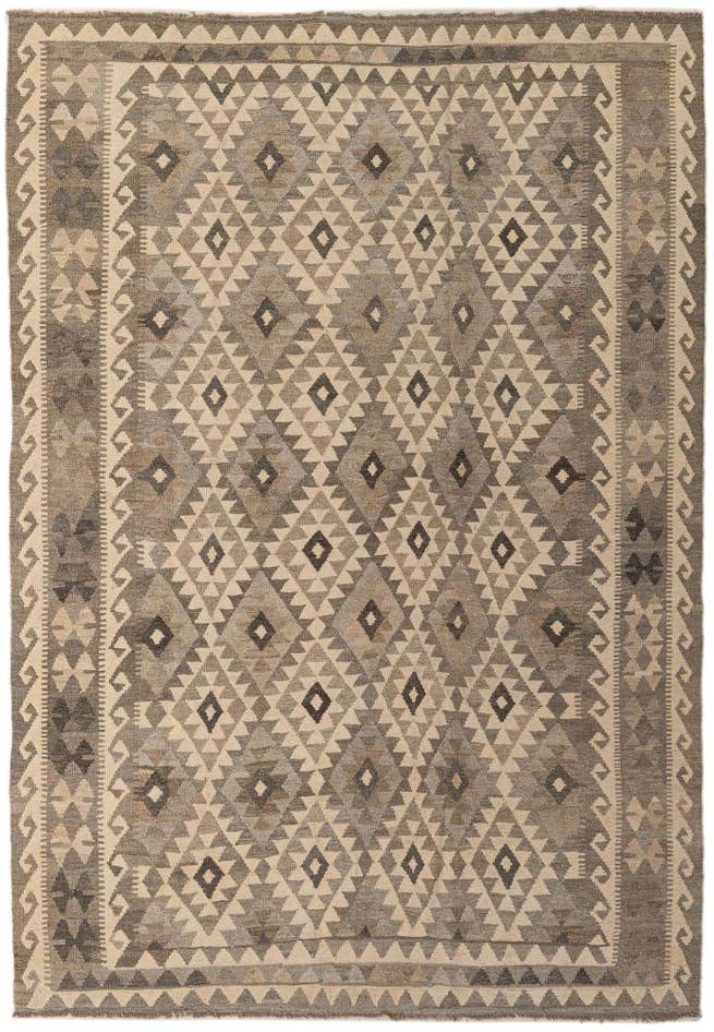 Detail image of 6' 8 x 9' 8 Hand Woven Kilim Maymana Wool Rug