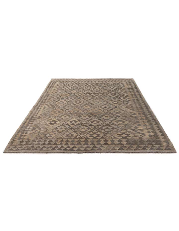 6' 4 x 9' 8 Hand Woven Kilim Maymana Wool Rug