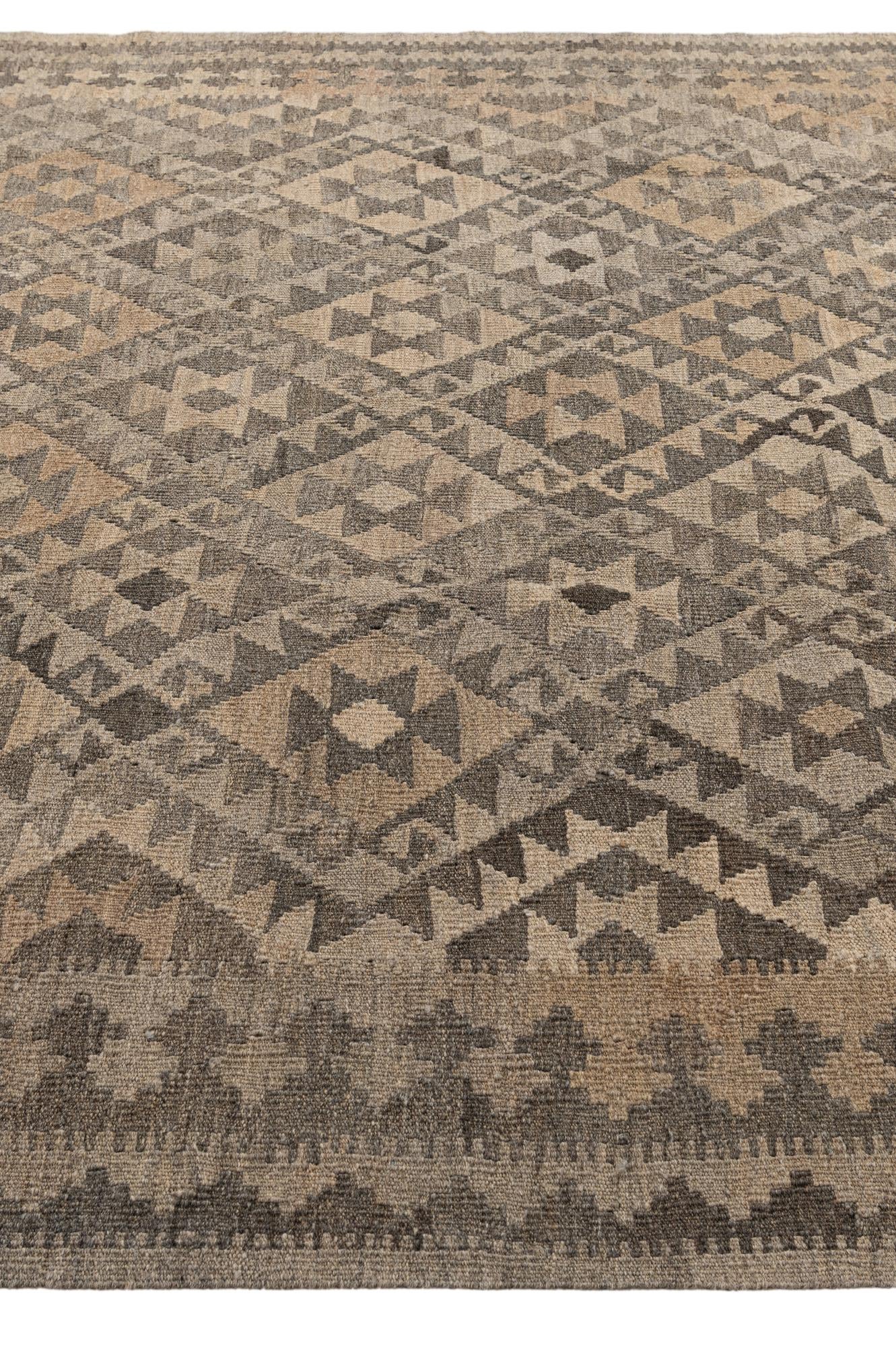 6' 4 x 9' 8 Hand Woven Kilim Maymana Wool Rug