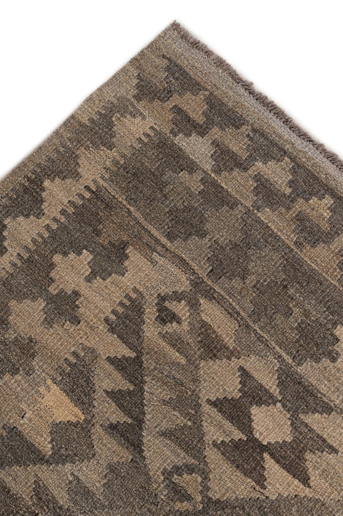 6' 4 x 9' 8 Hand Woven Kilim Maymana Wool Rug