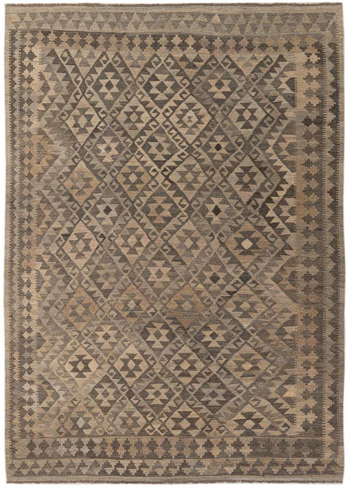6' 4 x 9' 8 Hand Woven Kilim Maymana Wool Rug
