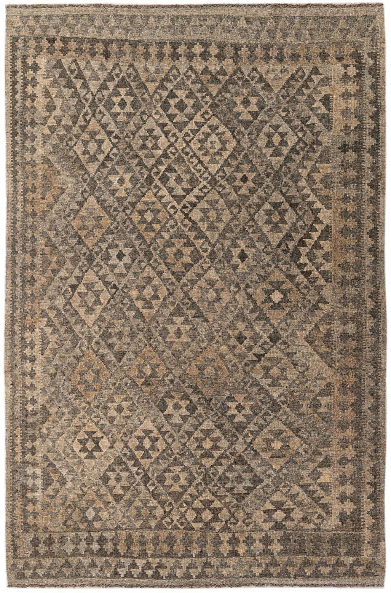 6' 4 x 9' 8 Hand Woven Kilim Maymana Wool Rug
