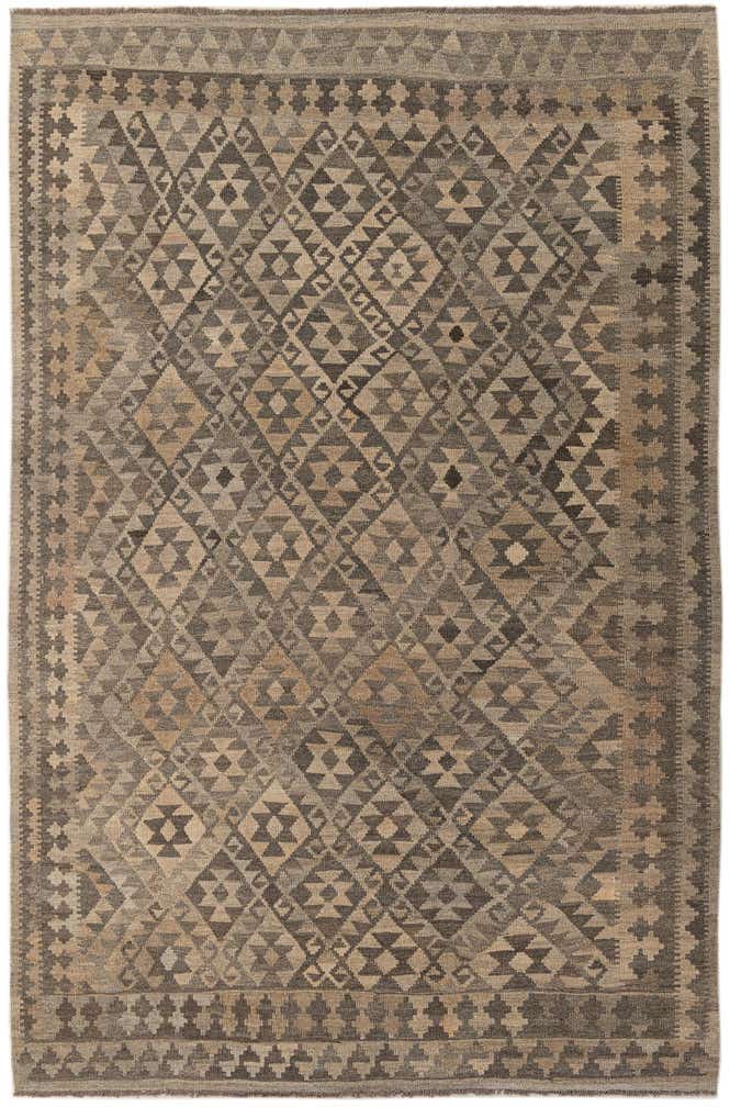 6' 4 x 9' 8 Hand Woven Kilim Maymana Wool Rug