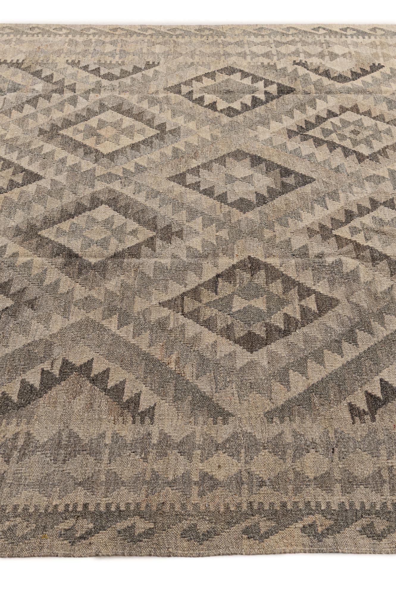6' 5 x 9' 8 Hand Woven Kilim Maymana Wool Rug