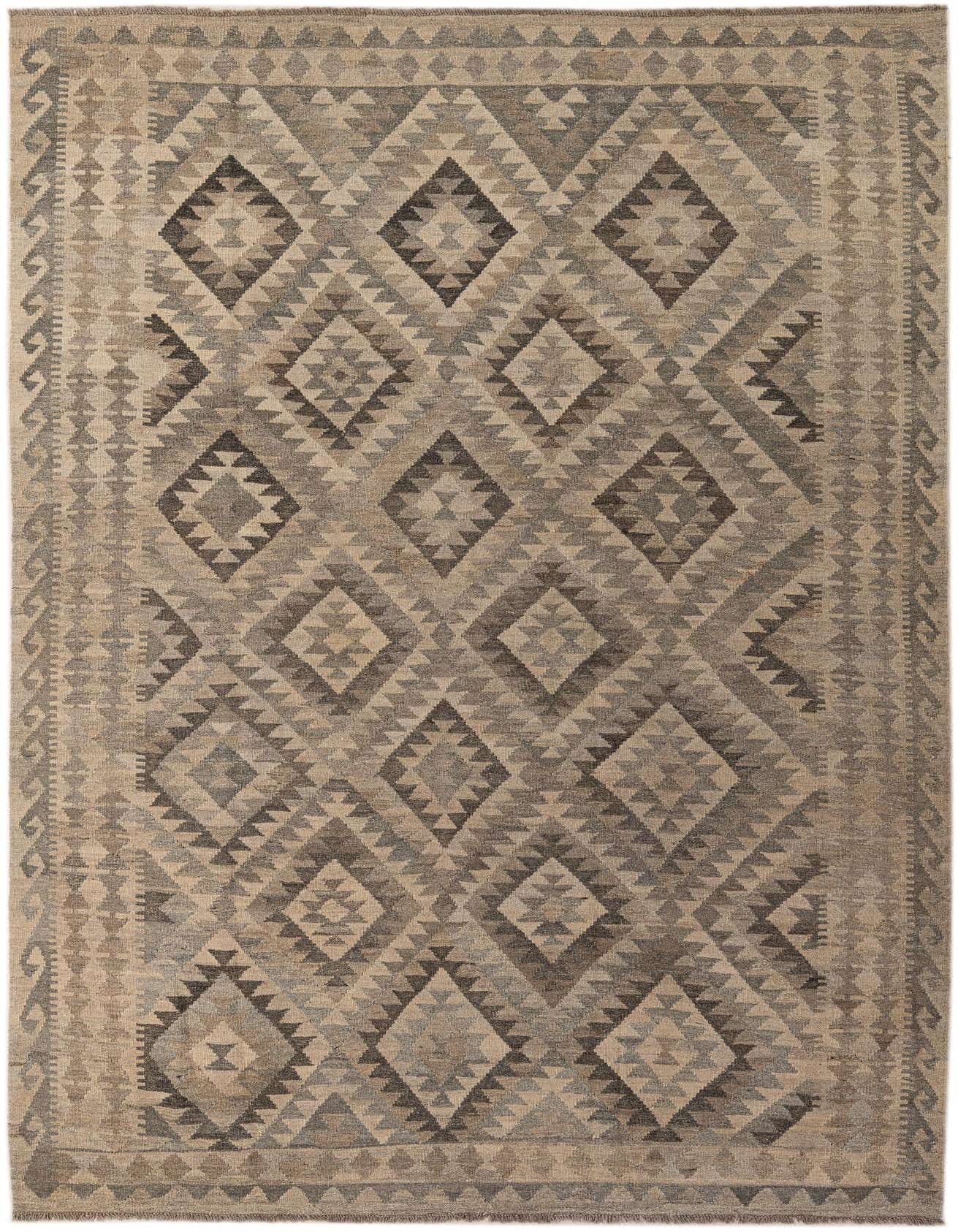 6' 5 x 9' 8 Hand Woven Kilim Maymana Wool Rug
