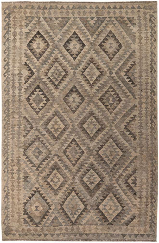 6' 5 x 9' 8 Hand Woven Kilim Maymana Wool Rug