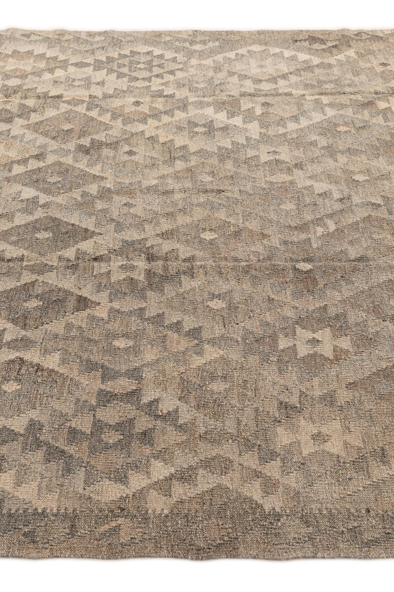 6' 7 x 9' 8 Hand Woven Kilim Maymana Wool Rug