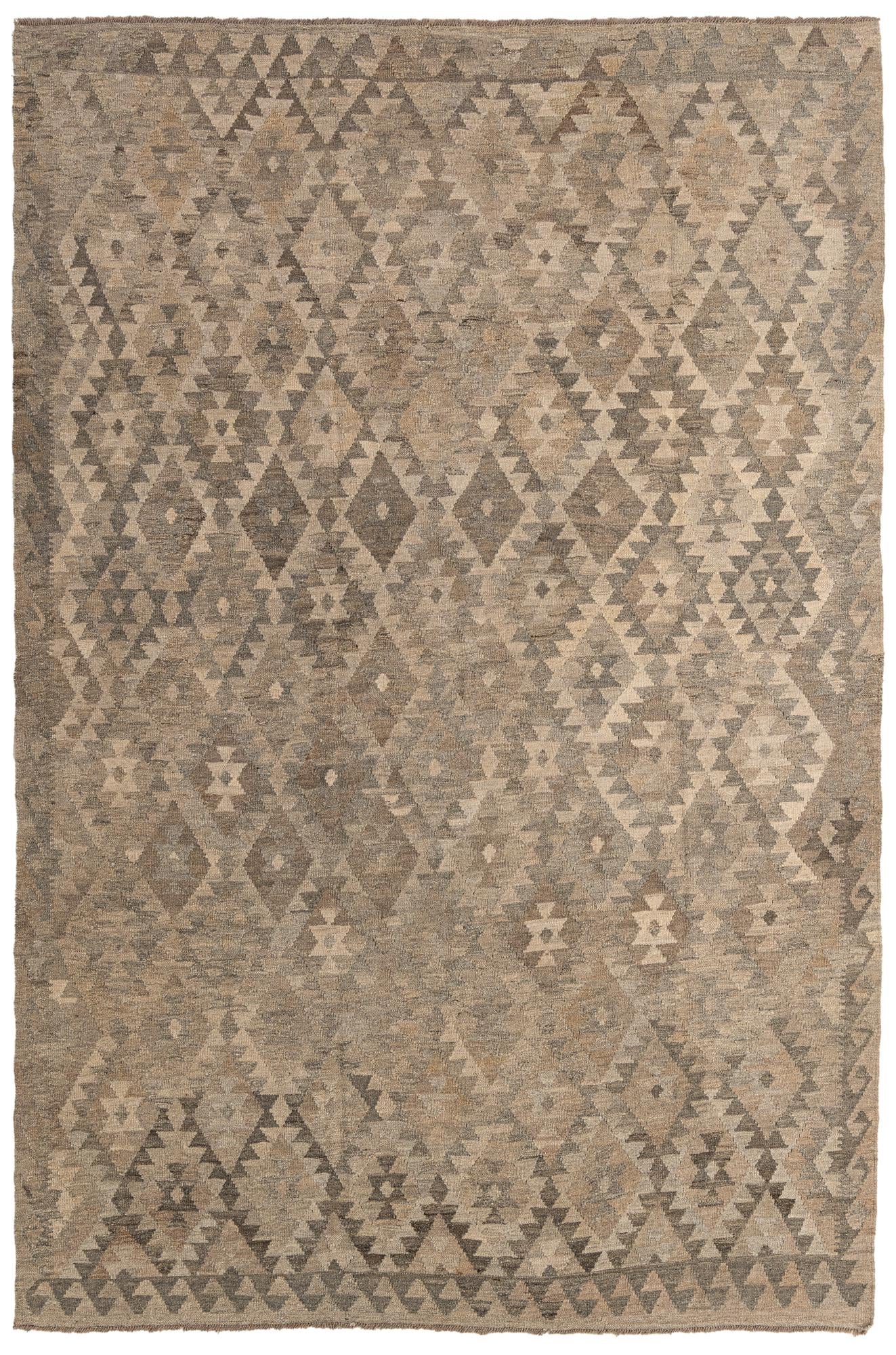 6' 7 x 9' 8 Hand Woven Kilim Maymana Wool Rug