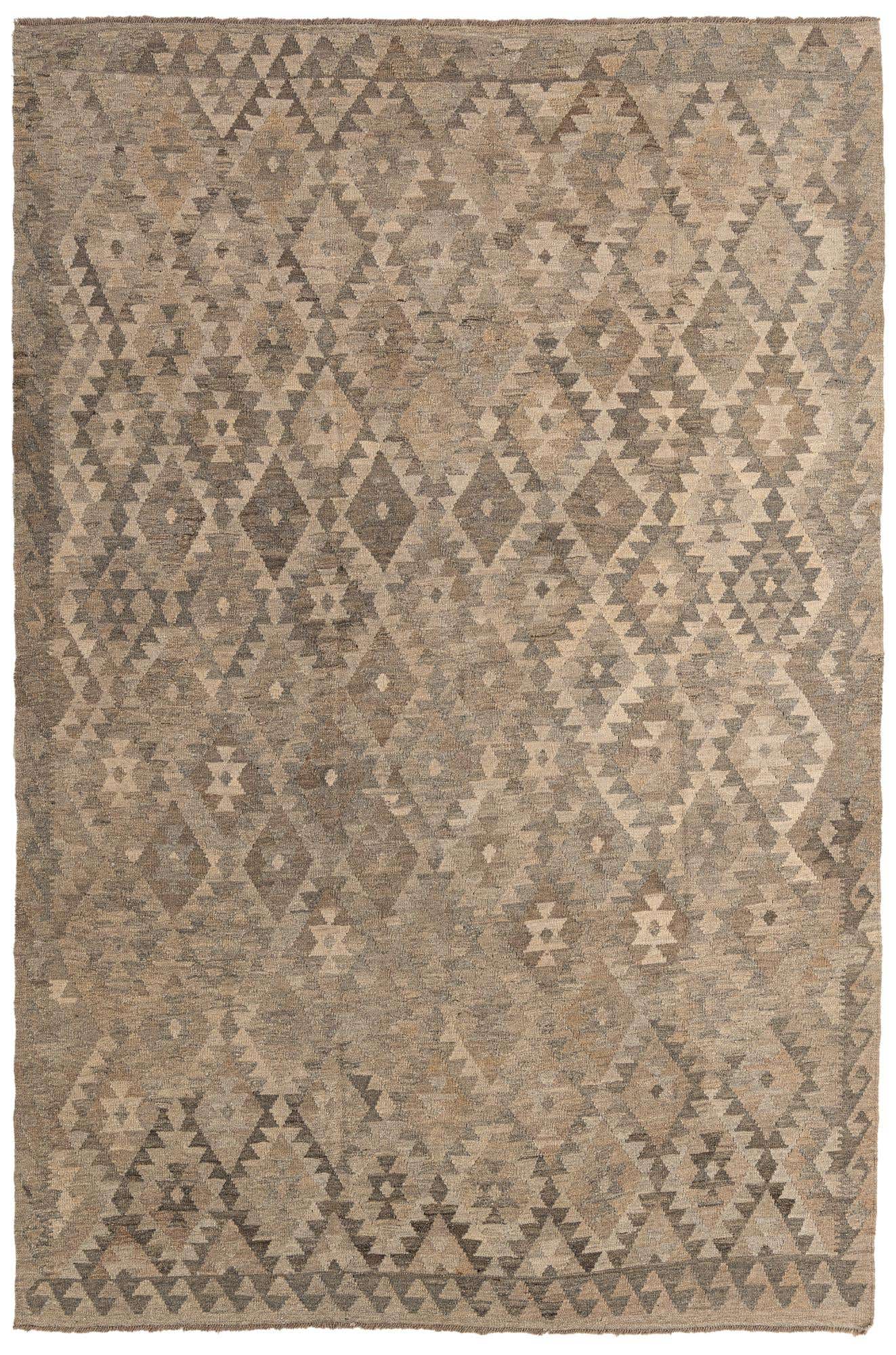 6' 7 x 9' 8 Hand Woven Kilim Maymana Wool Rug