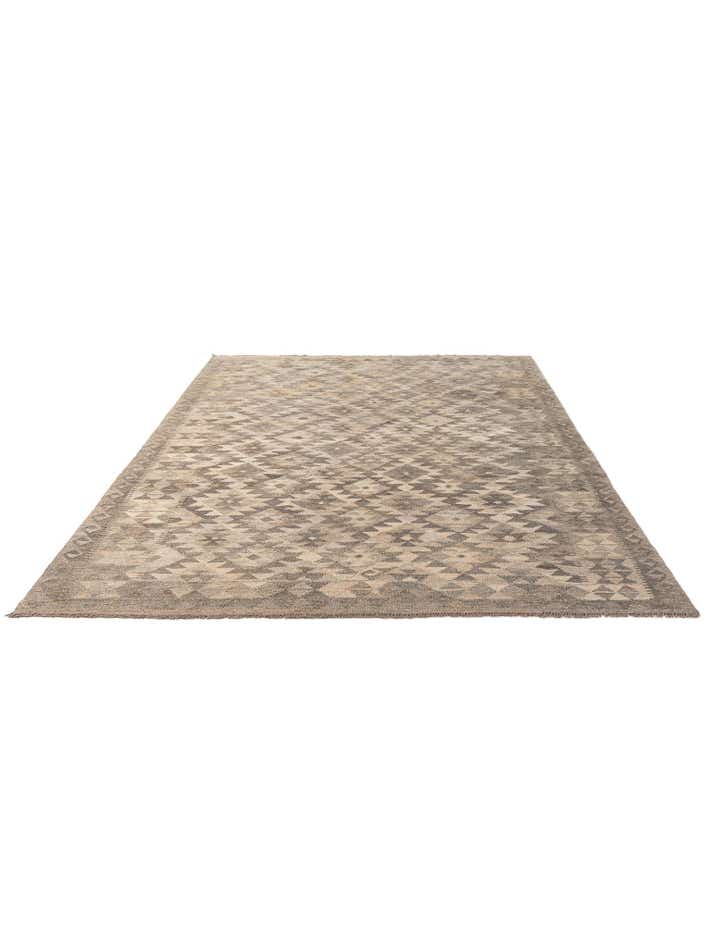 6' 8 x 9' 6 Hand Woven Kilim Maymana Wool Rug