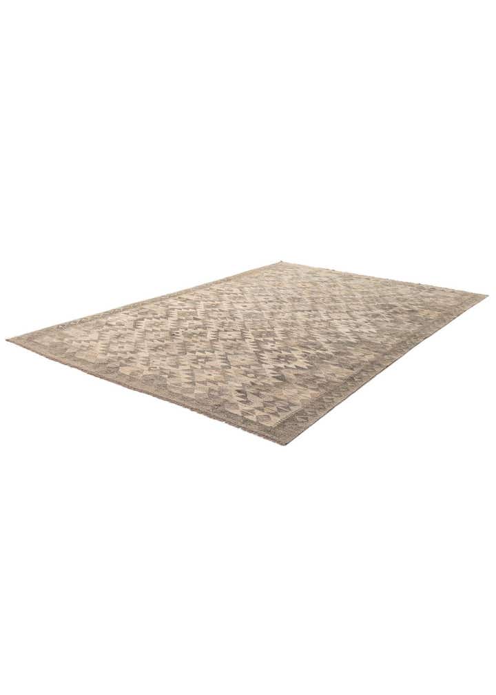 6' 8 x 9' 6 Hand Woven Kilim Maymana Wool Rug