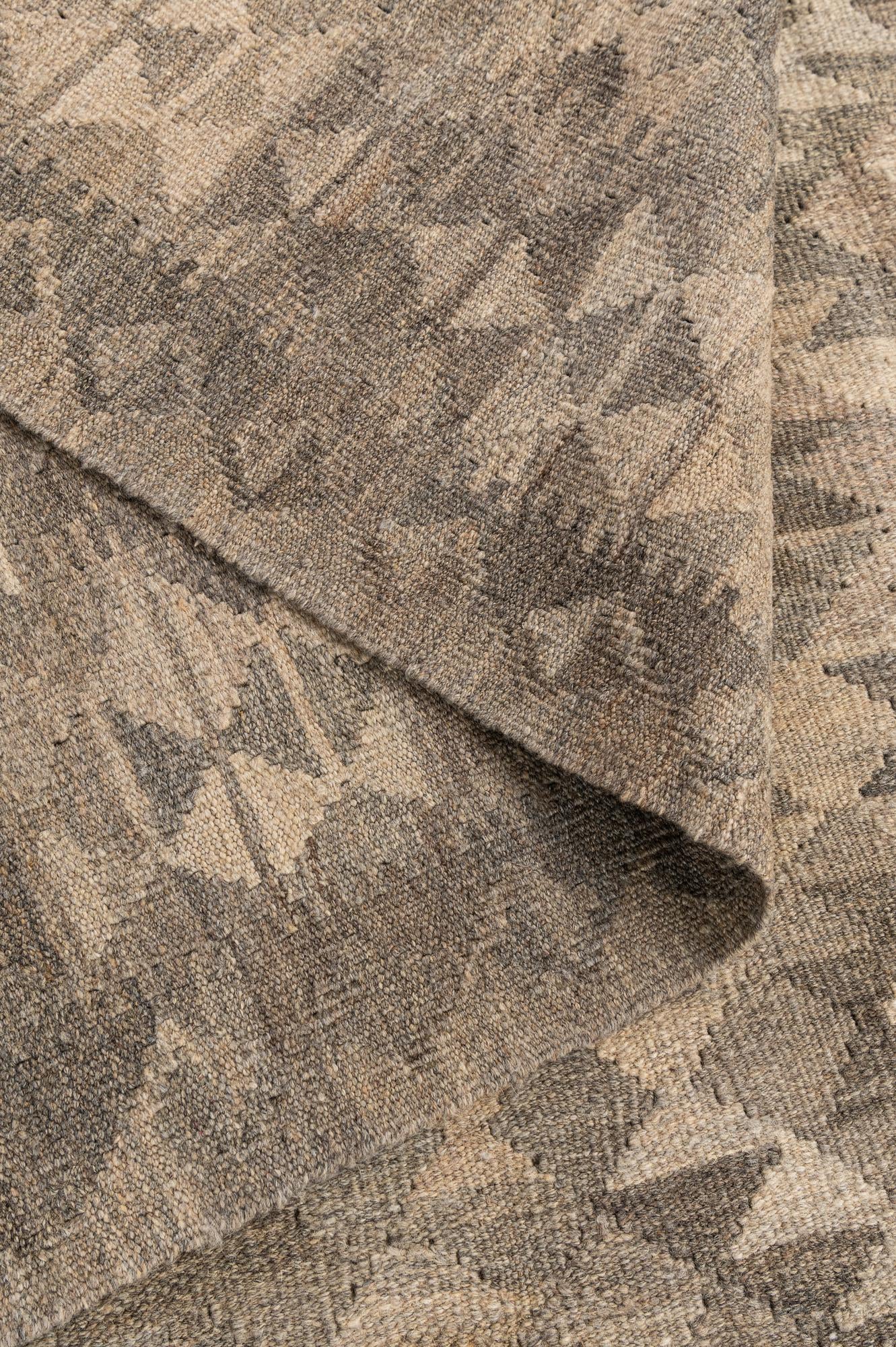 6' 8 x 9' 6 Hand Woven Kilim Maymana Wool Rug