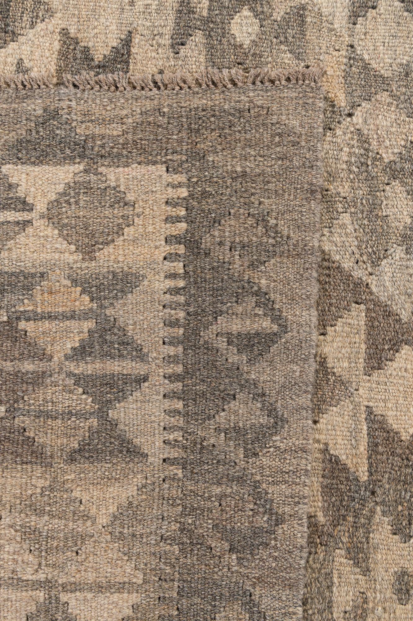 6' 8 x 9' 6 Hand Woven Kilim Maymana Wool Rug
