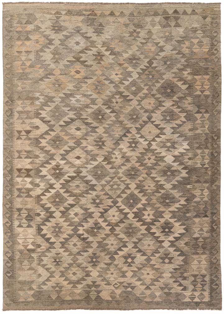 6' 8 x 9' 6 Hand Woven Kilim Maymana Wool Rug