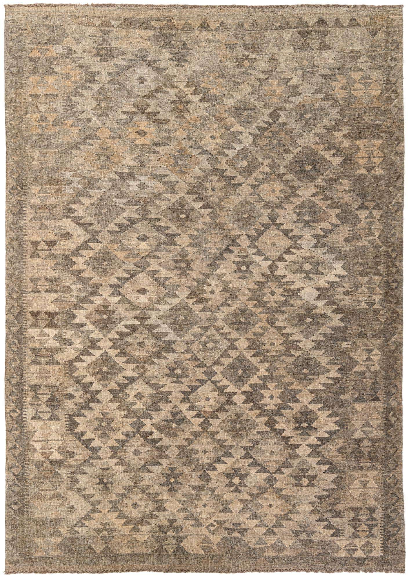 6' 8 x 9' 6 Hand Woven Kilim Maymana Wool Rug