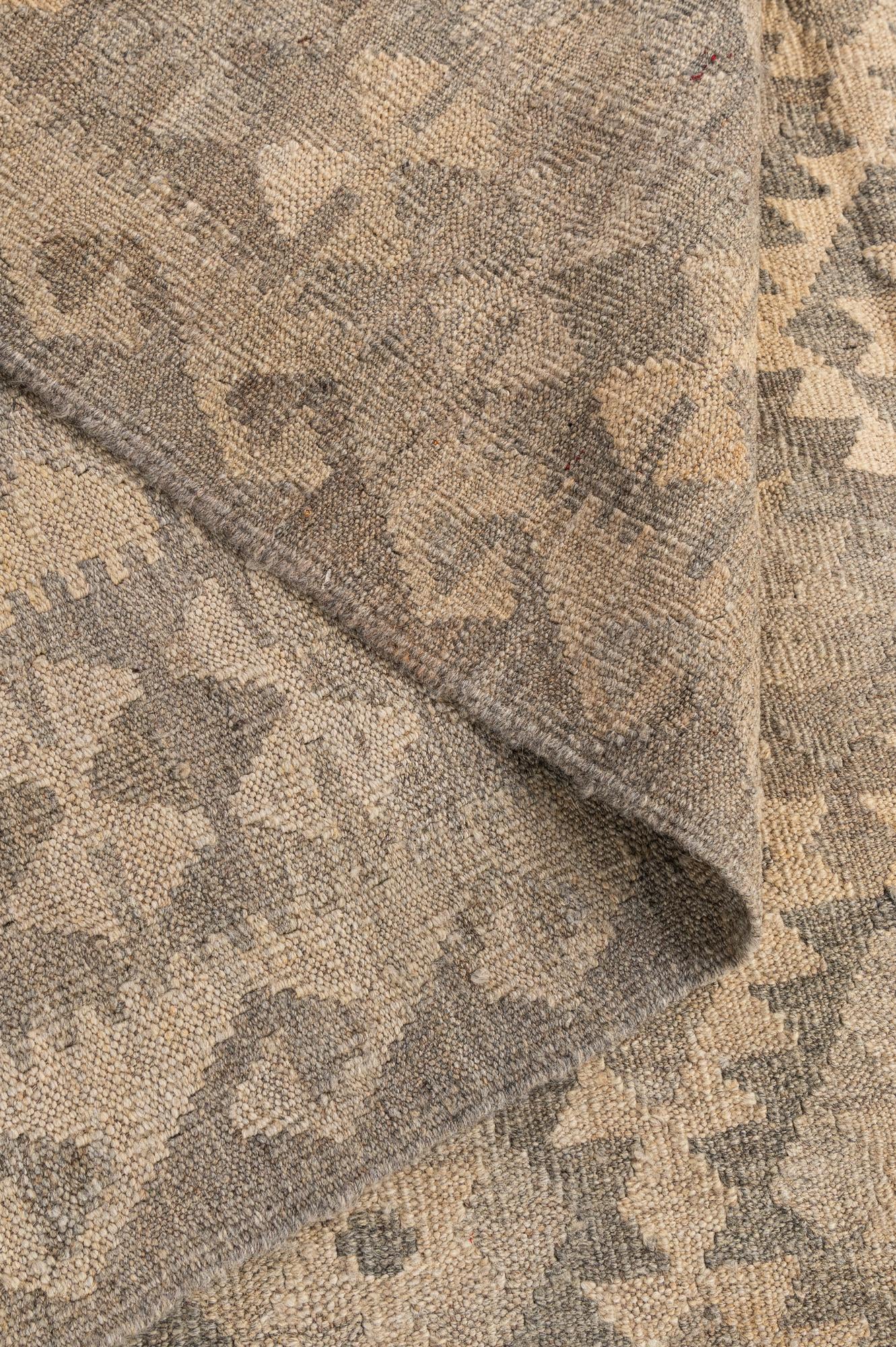 6' 9 x 9' 6 Hand Woven Kilim Maymana Wool Rug
