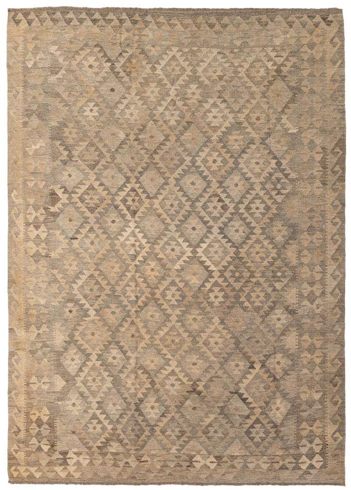 6' 9 x 9' 6 Hand Woven Kilim Maymana Wool Rug